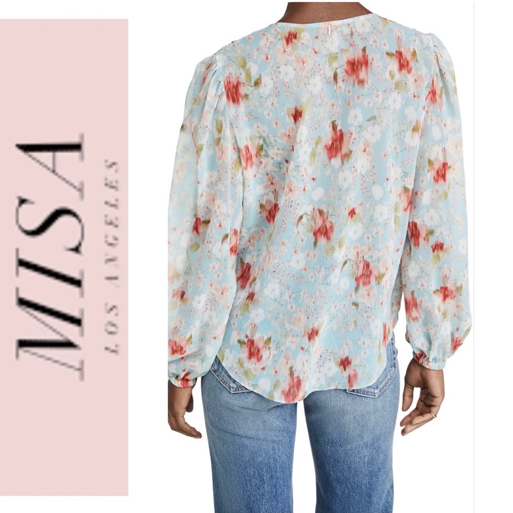 NWT MISA Los Angeles Ceyla Floral Scarf Tie Blouse xs - Picture 2 of 14